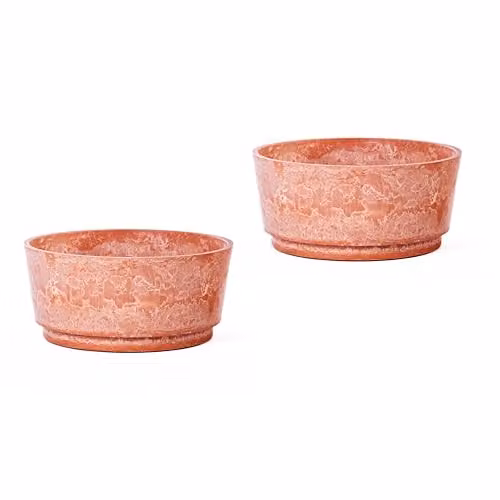 Garden Gear Caesar Terracotta Marble Effect Planter Tub, Brown and Orange, Diameter: 46 cm, Pack of 2 – 1