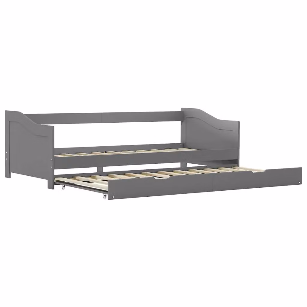 Berkfield Home Modern Grey Pull-out Sofa Bed Frame in Solid Pine Wood, W/D/H: 90 x 200 cm – 2
