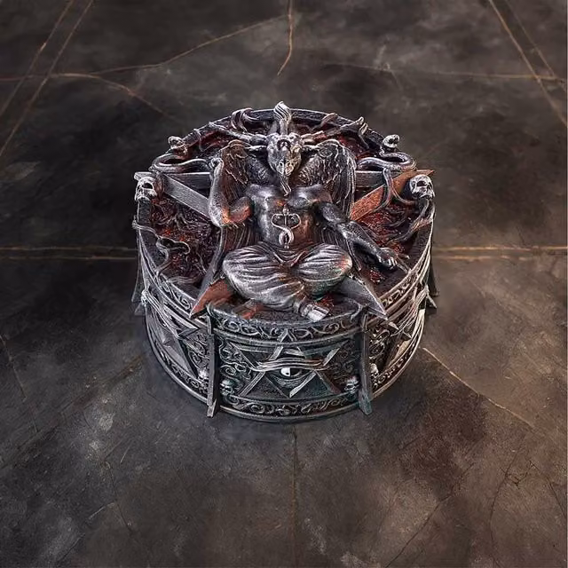 Nemesis Now Hoard of the Baphomet Trinket Box with Lid, Black and Multicolour, H 11 cm