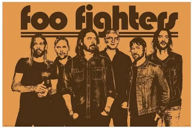 Foo Fighters Retro Typography Paper Poster in Brown – 1