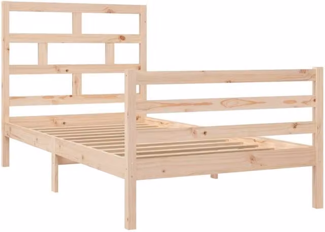 Berkfield Home Beautiful Solid Wood Pine Bed Frame in Beige, W/D/H: 100 x 200 x 106 cm