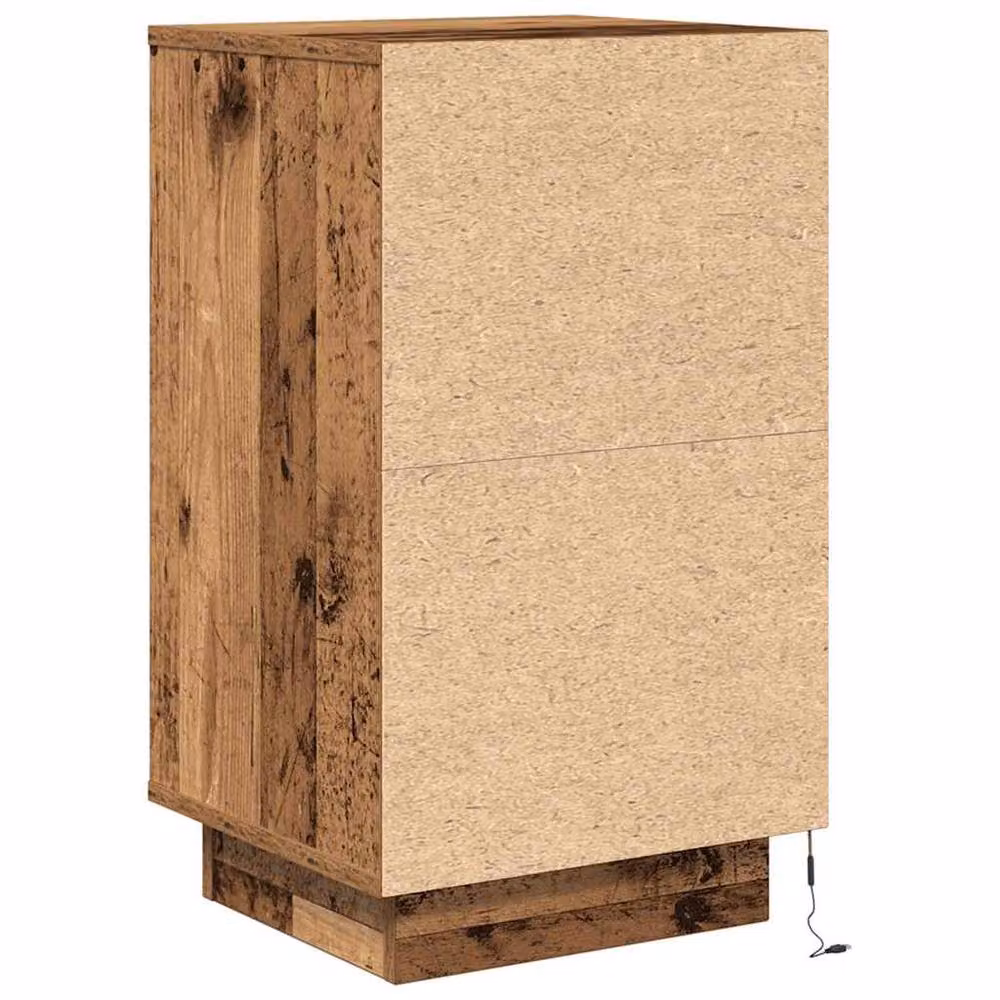 Berkfield Home Durable Bedside Cabinet with Integrated LED Lights in Old Wood, W/D/H: 38 x 34 x 65 cm – 7