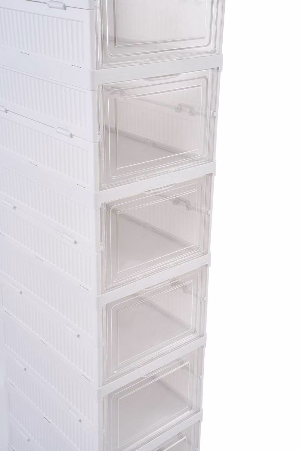 Living and Home 9-Tier Foldable Shoe Cabinet in White with Transparent Tilting Compartments – 3