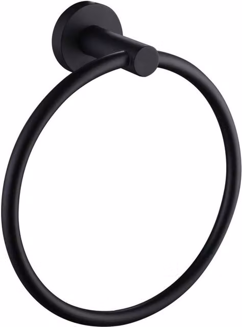 Nes Home Modern Round Stainless Steel Towel Ring in Black Matte