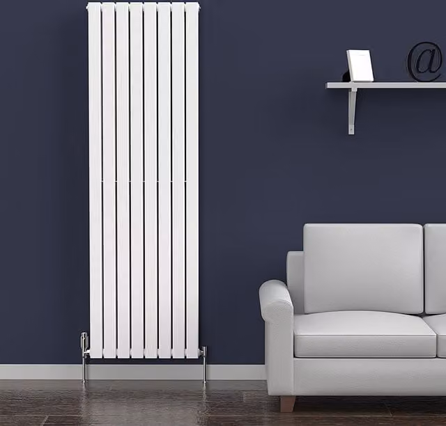Lux Heat Flat White Vertical Double Radiator, White, H 180 cm x W 56 cm