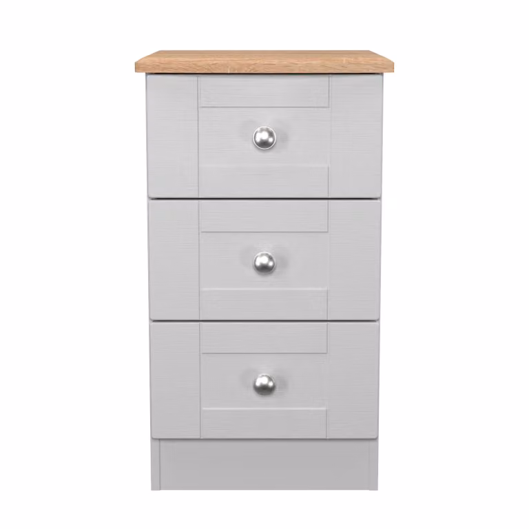 Ready Assembled 2 U Cumbria 3 Drawer Bedside Cabinet in Mid Grey