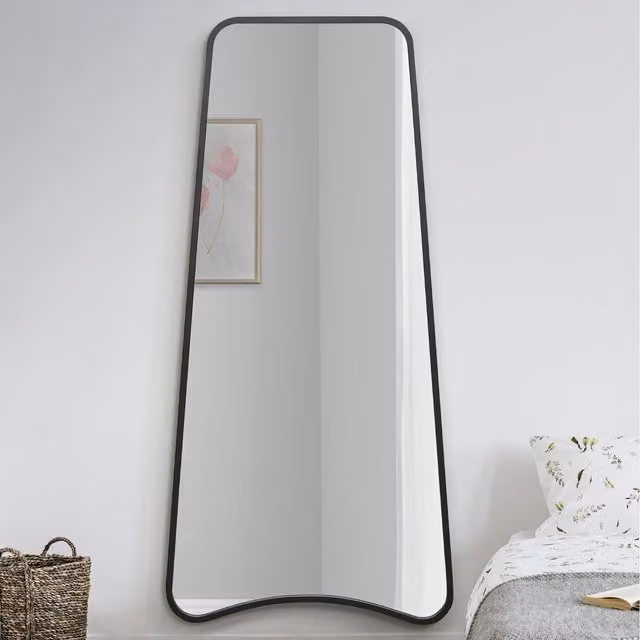 Coartans Modern Black Metal Trapezoid Wall Mirror, Height: 180 cm