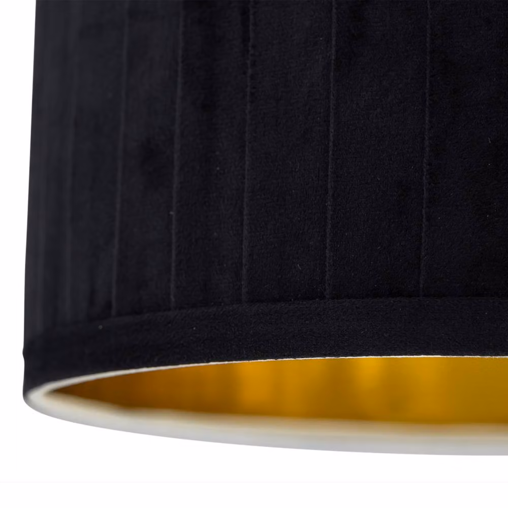First Choice Lighting Aura Table Lamp in Satin Brass with Black Pleated Velvet Shade – 2
