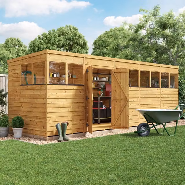 BillyOh Rustic Brown Wooden Pent Shed with Window, W: 609.6 cm, D: 609.6 cm