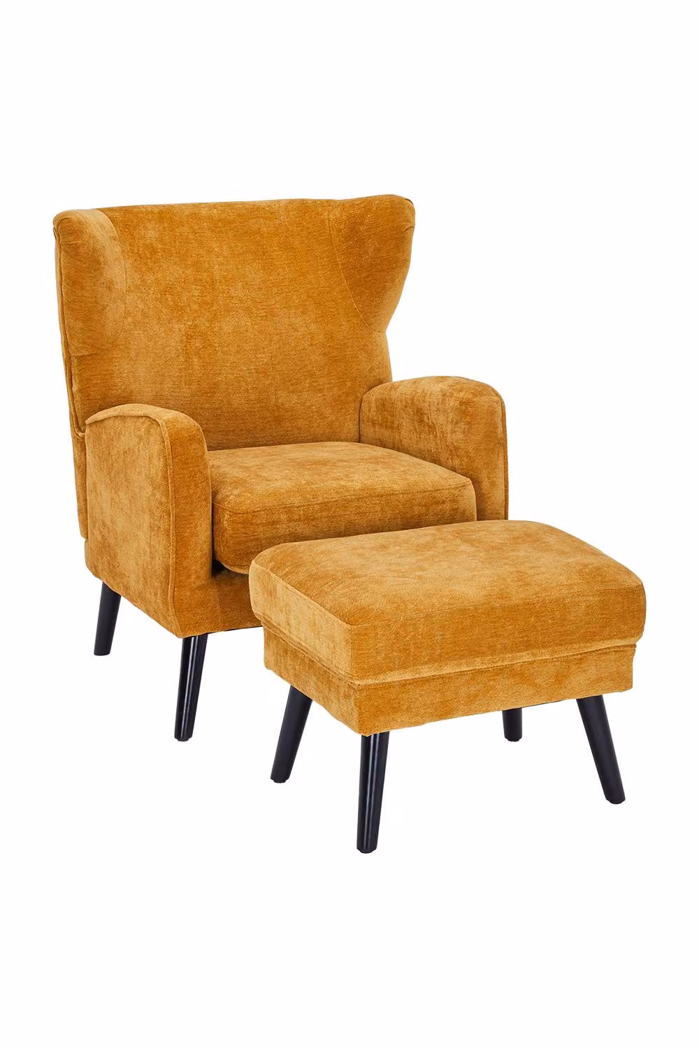 Garden Sanctuary Yellow Chenille Leisure Chair with Footstool – 2