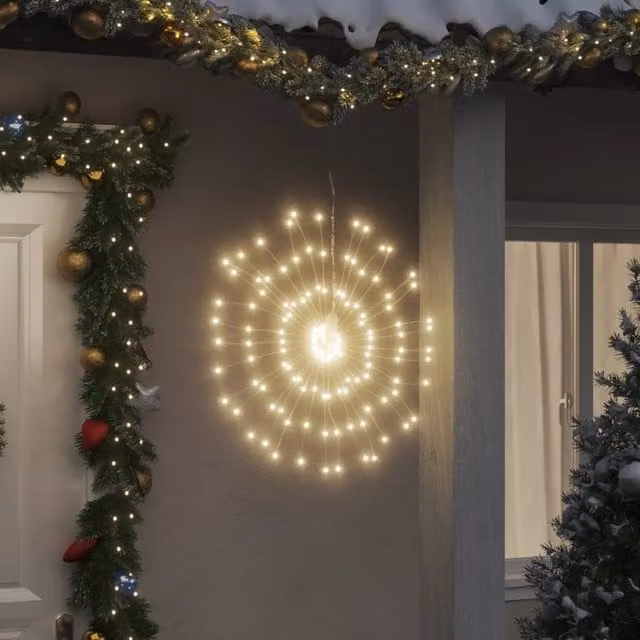 Berkfield Home Christmas Starburst Lights, 140 LEDs, 4 Pack, Warm White, 17 cm