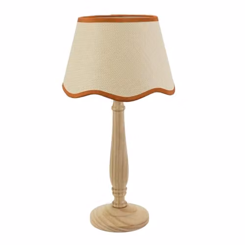 ValueLights Scandinavian Natural Wood Table Lamp with Beige Fabric Cone Shade and LED Bulb
