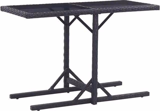 Berkfield Home Modern Garden Table in Black Glass and Poly Rattan, W/D/H: 110 x 53 x 72 cm – 1