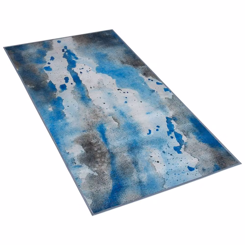 Wyld and Coco Multicolour Blue Abstract Watercolour Area Rug, W: 80 cm, L: 150 cm – 3