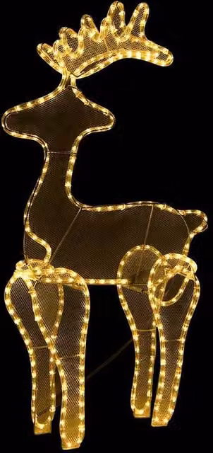 Berkfield Home Reindeer Christmas Decoration with 306 Multicolour LEDs, White, W/D/H: 60 x 24 x 89 cm – 1