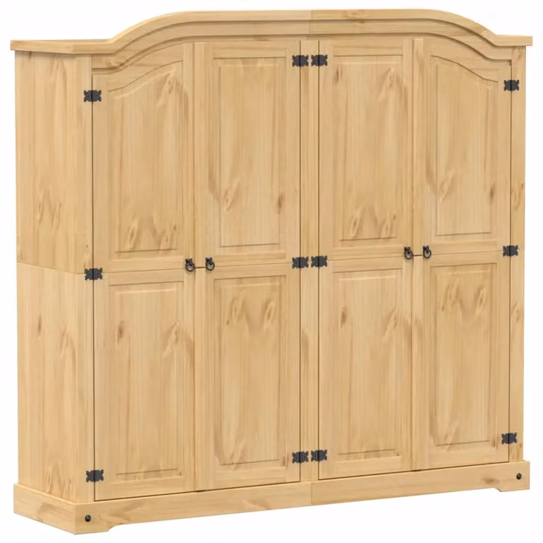 Berkfield Home Corona Wardrobe in Brown Solid Wood Pine, W/D/H: 194 x 52 x 186 cm