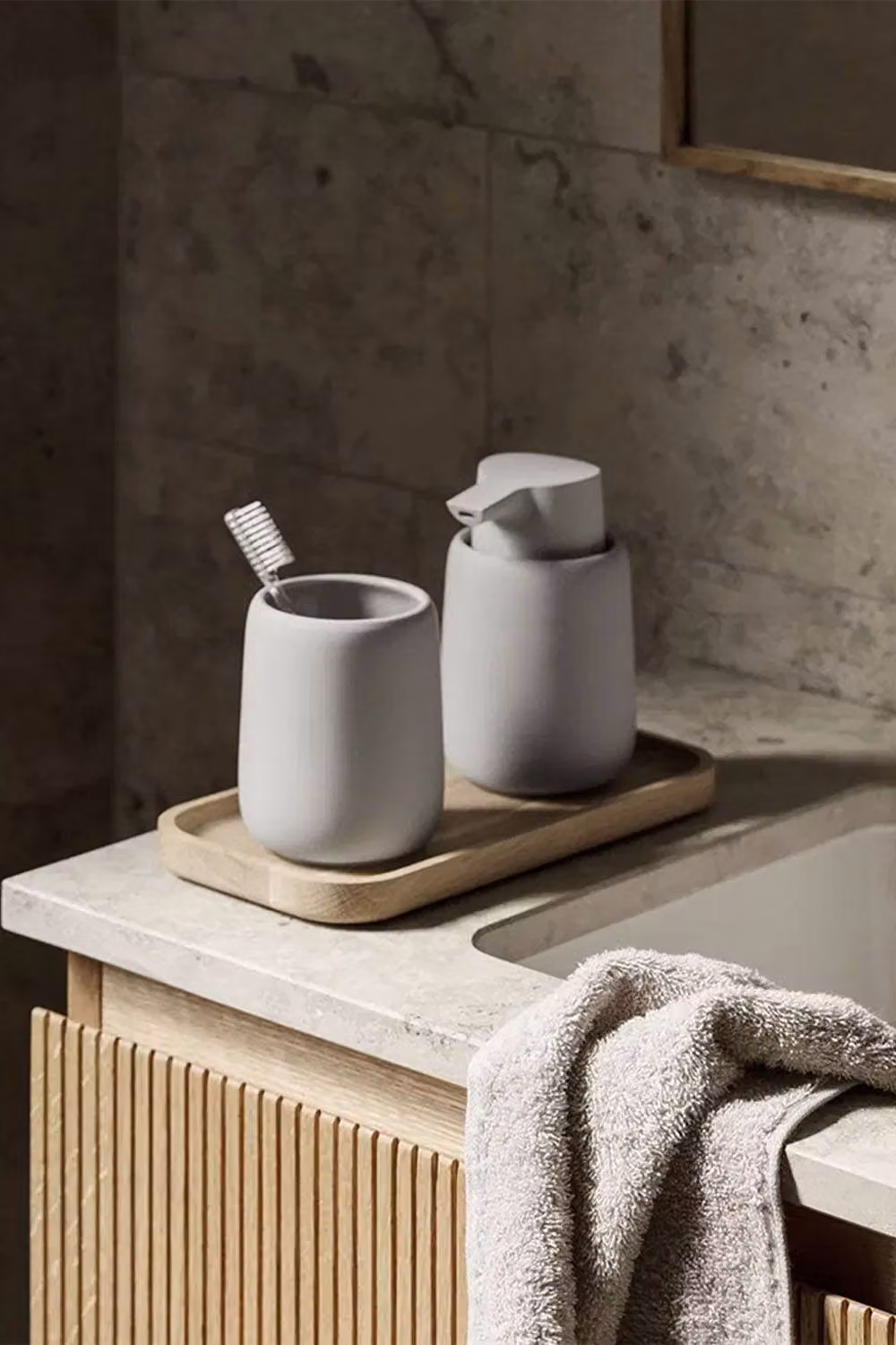 Blomus Sono Ceramic Toothbrush Tumbler, 300ml, Grey – 2