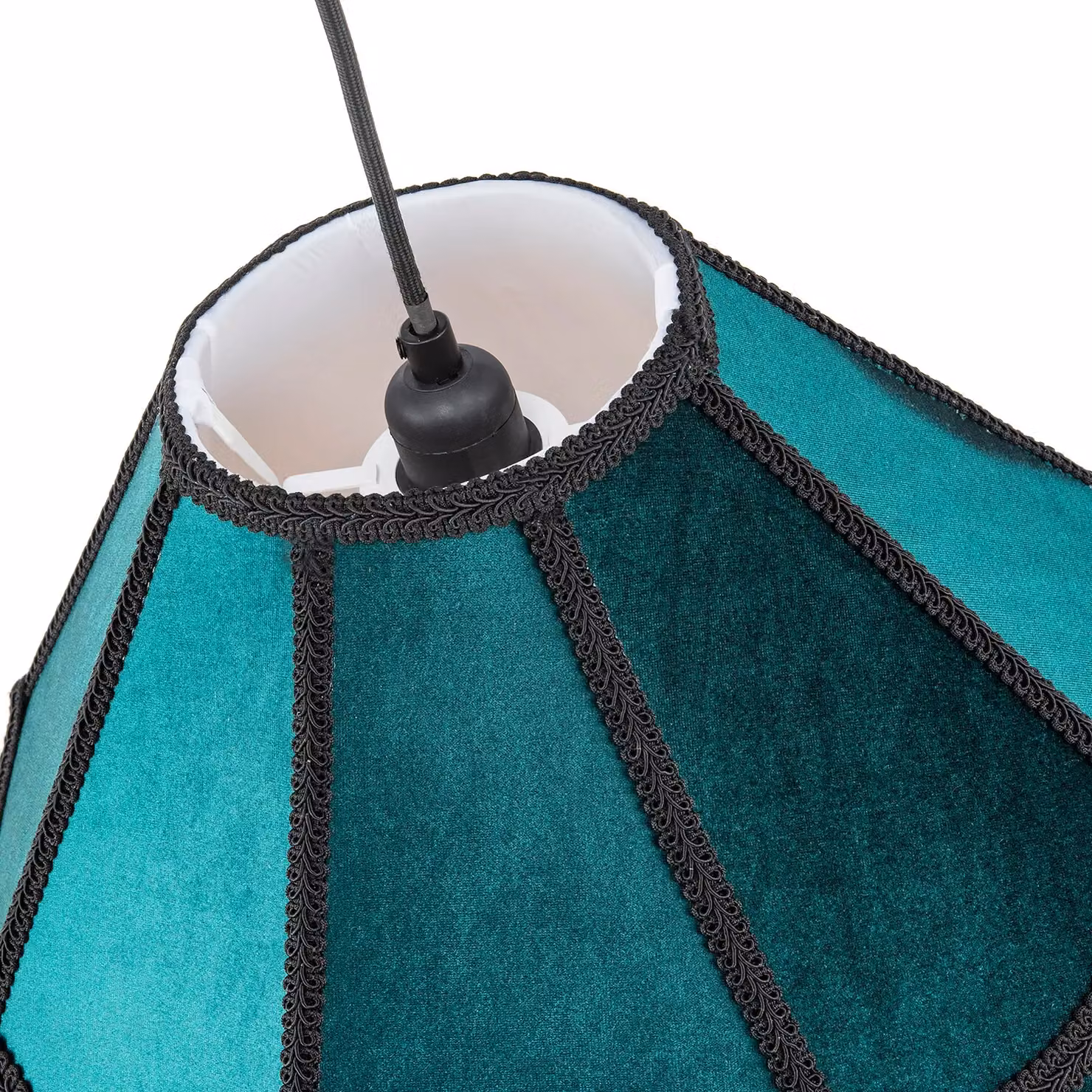 Happy Homewares Traditional Victorian Empire Soft Velvet Lamp Shade with Tassels in Green, Diameter: 30.48 cm – 3