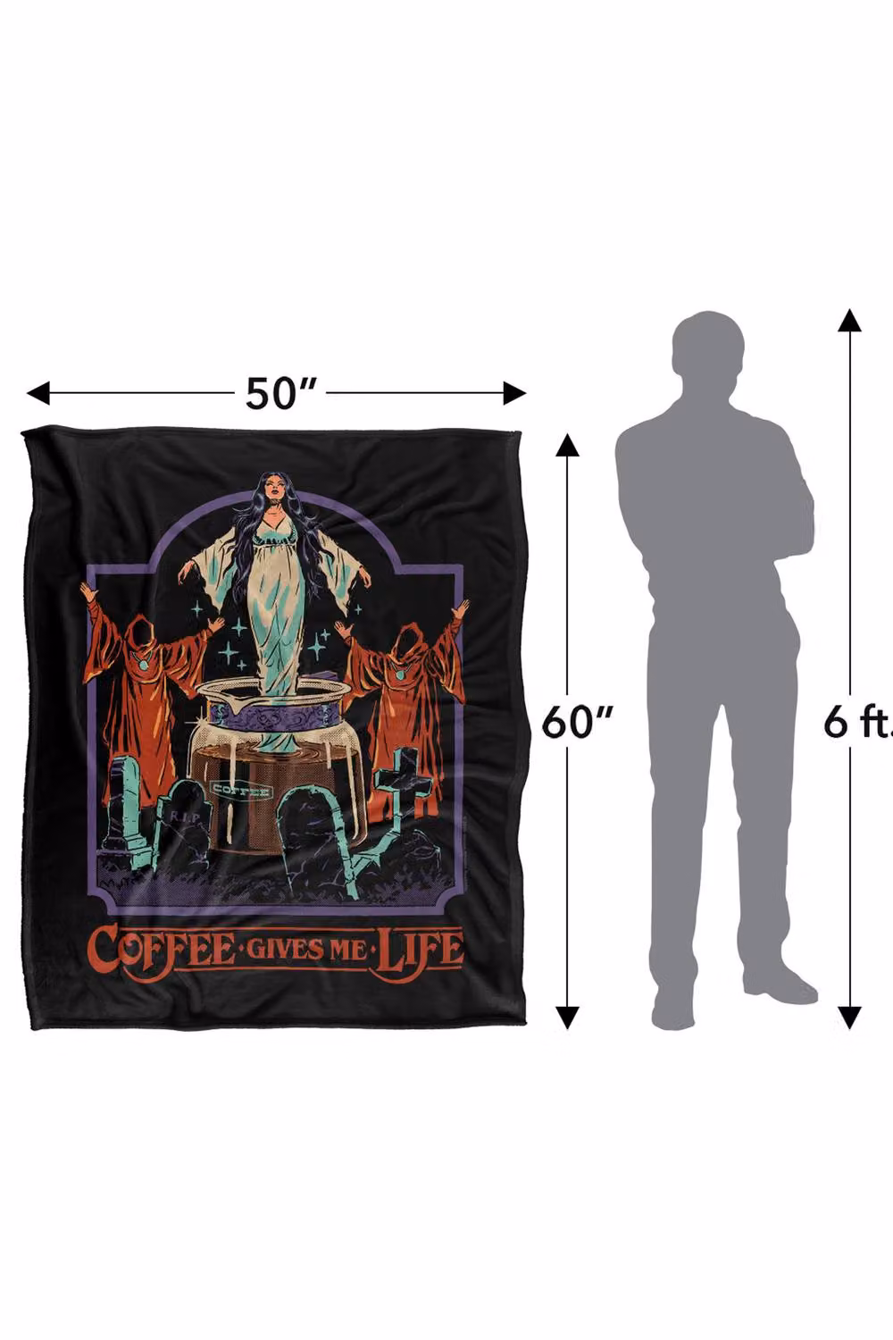 Steven Rhodes Coffee Gives Me Life Multicolour Fleece Throw Blanket W/D/H: 152 x 127 cm – 3