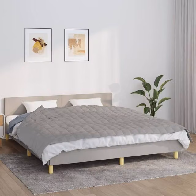 Berkfield Home Grey Weighted Blanket with Glass Beads, W/D/H: 155 x 220 cm, 7 kg