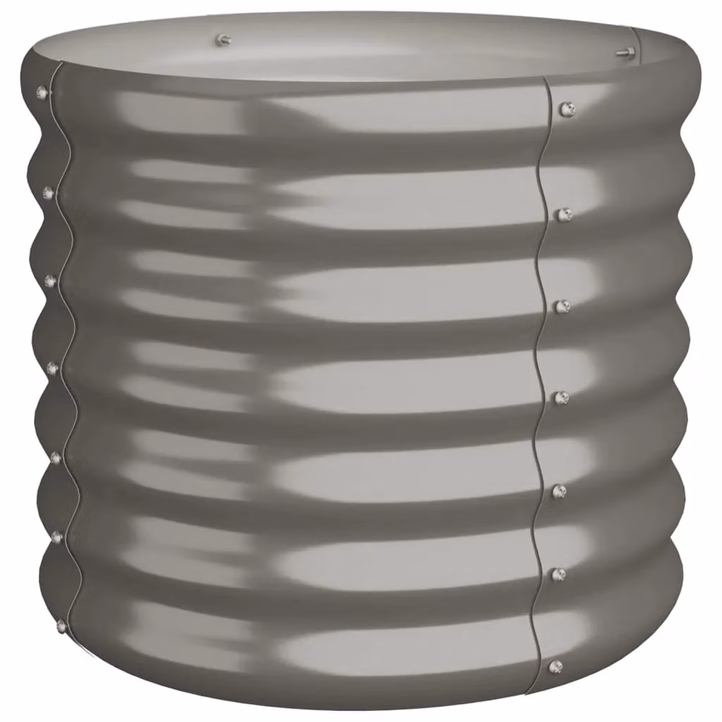 Berkfield Grey Powder-coated Steel Garden Planter Tub W/D/H: 40 x 40 x 36 cm – 2