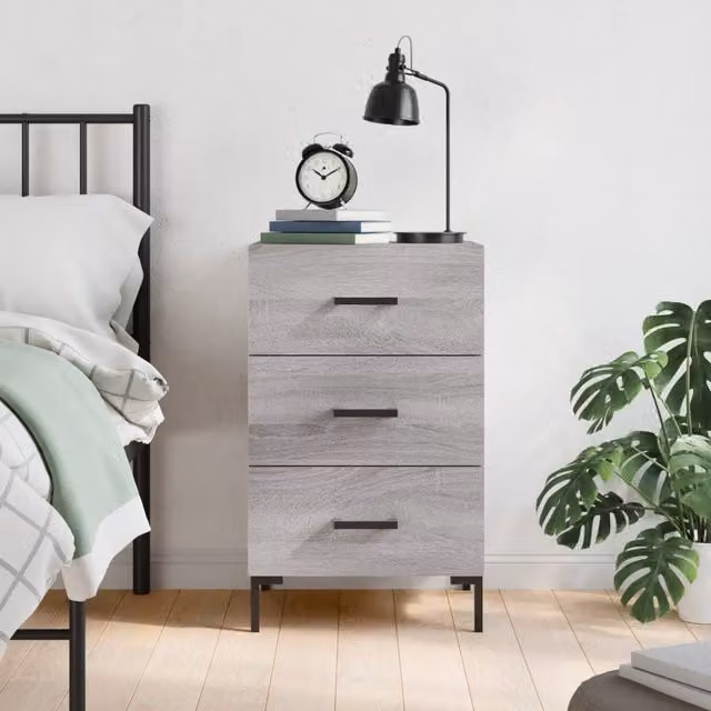 Berkfield Home Grey Sonoma Bedside Cabinet in Engineered Wood W/D/H: 40 x 40 x 66 cm – 1