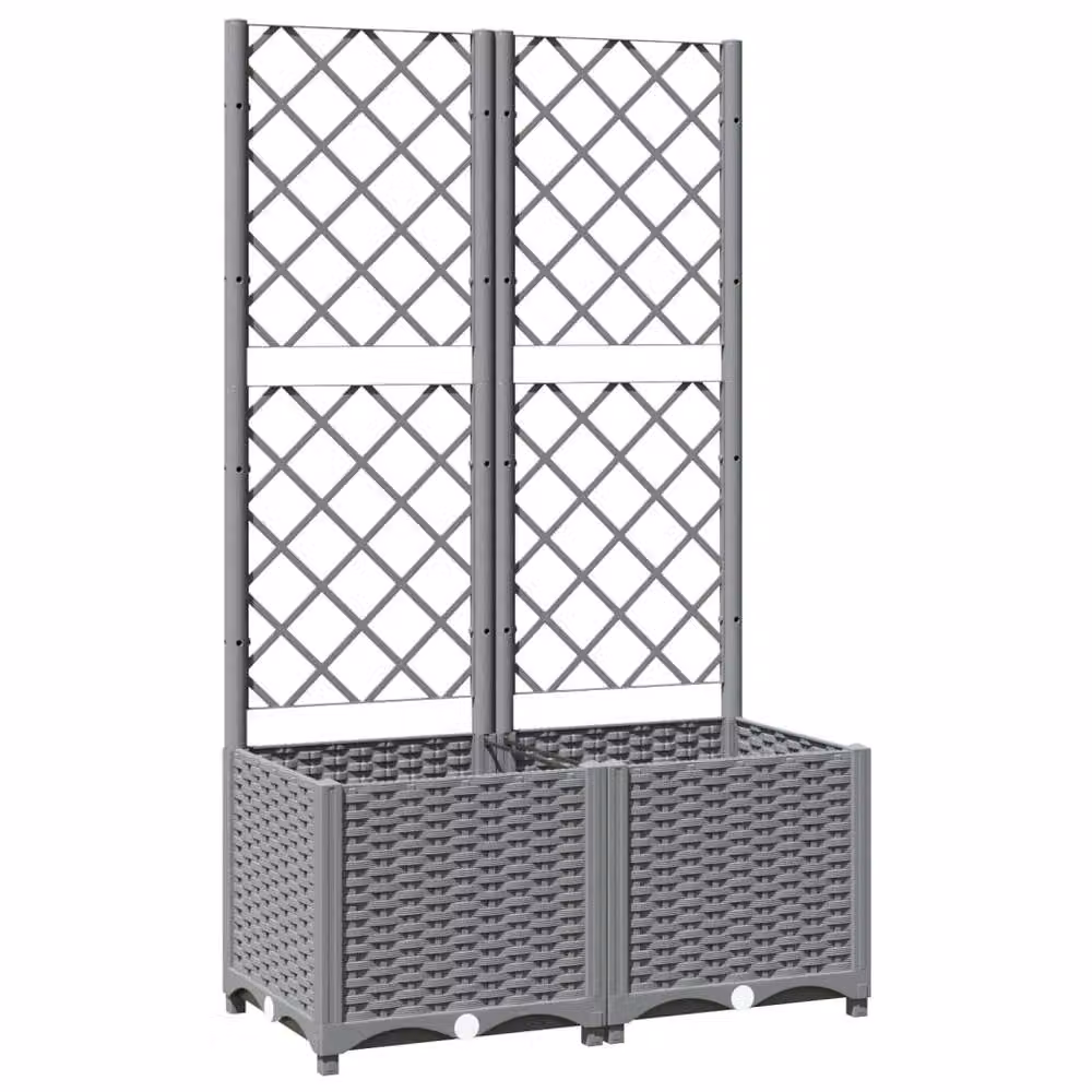 Berkfield Home Garden Planter with Trellis in Light Grey, W/D/H: 80 x 40 x 136 cm – 3