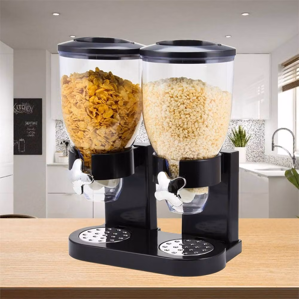 FLAVORA Black Double Cereal Storage Dispenser – 2