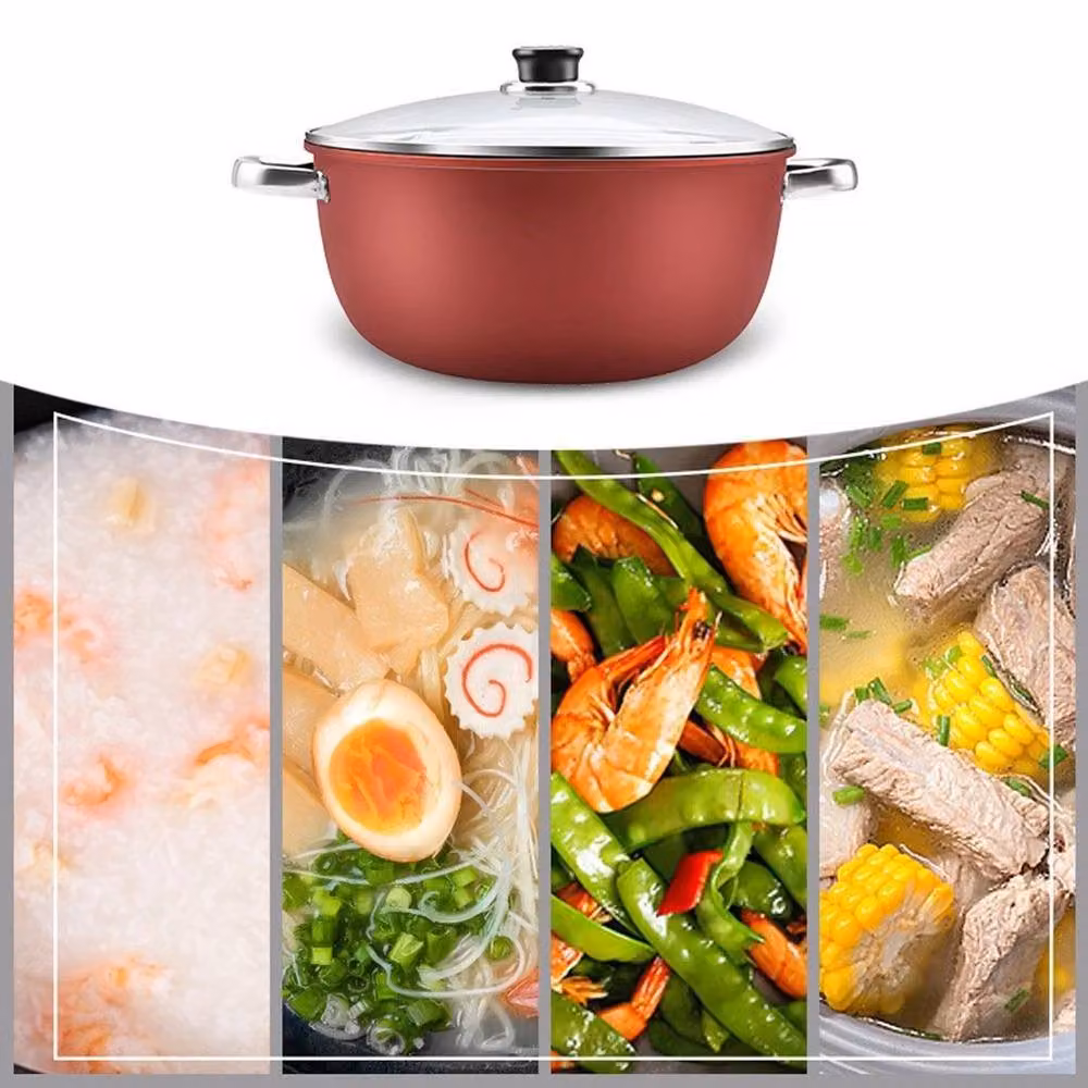 FORGEVIO Red Non-Stick Ceramic Stockpot with Glass Lid, Diameter: 26 cm – 4