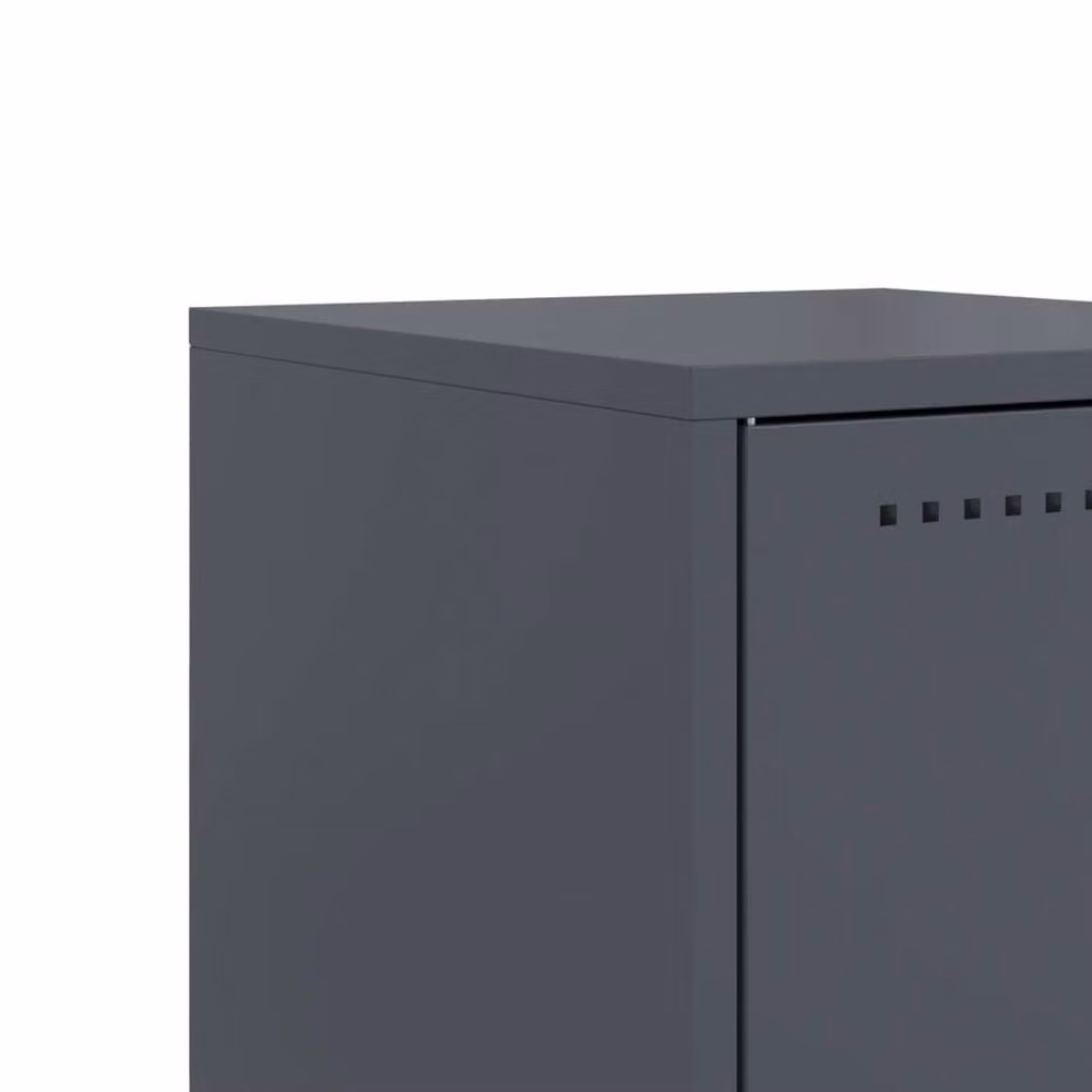 Berkfield Home Set of 2 Anthracite Metal Bedside Cabinets, W/D/H: 36 x 39 x 60.5 cm – 4