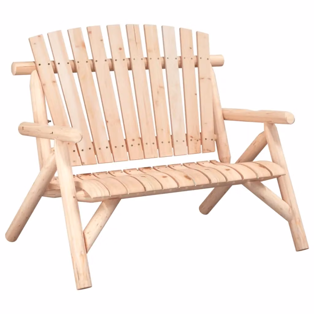 Berkfield Home 2-Seater Solid Wood Spruce Garden Bench in Brown, W/D/H: 119 x 85 x 98 cm – 2
