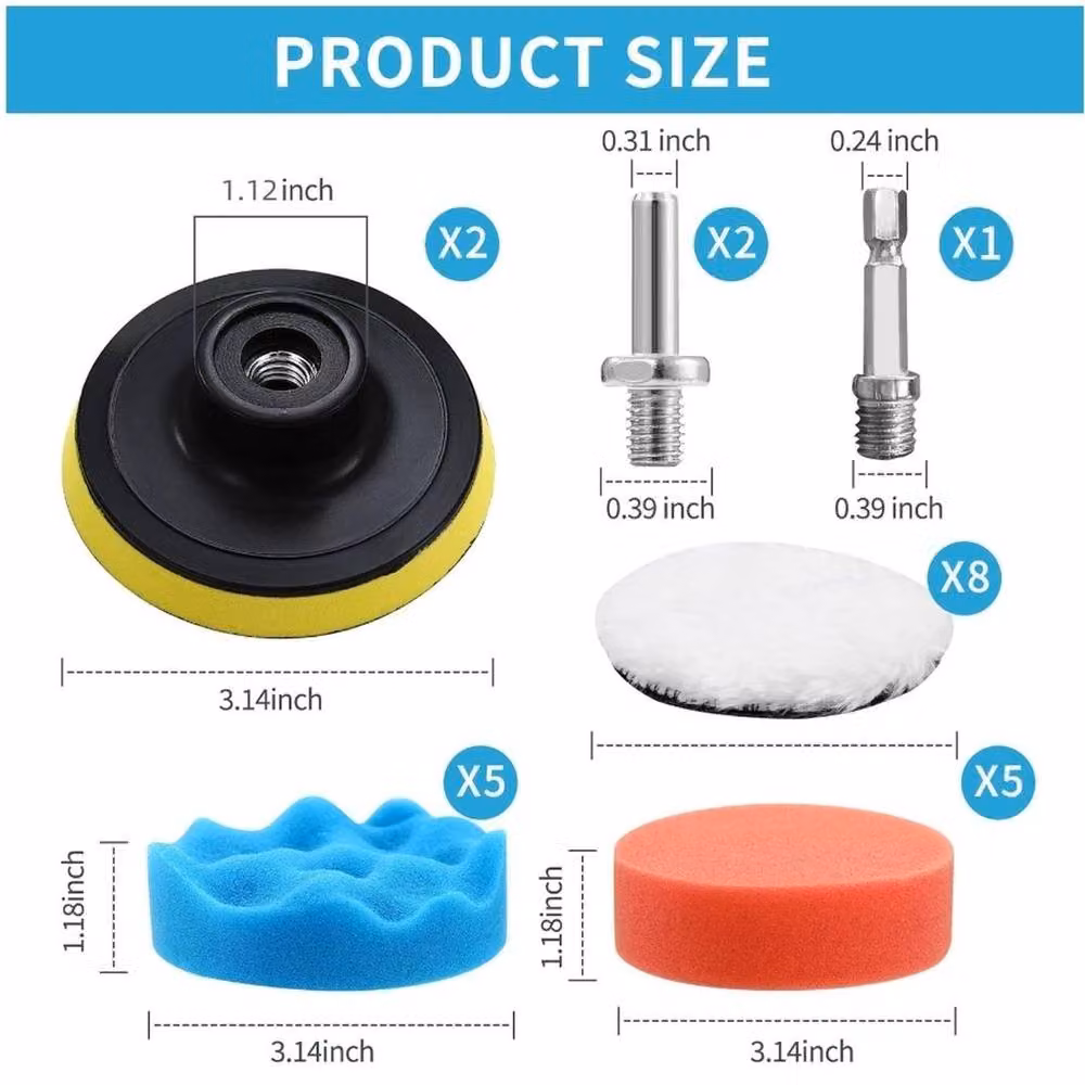 SPETLEK 23-Piece Car Polisher Pad Buffer Set for Waxing and Buffing, Multicolour – 6