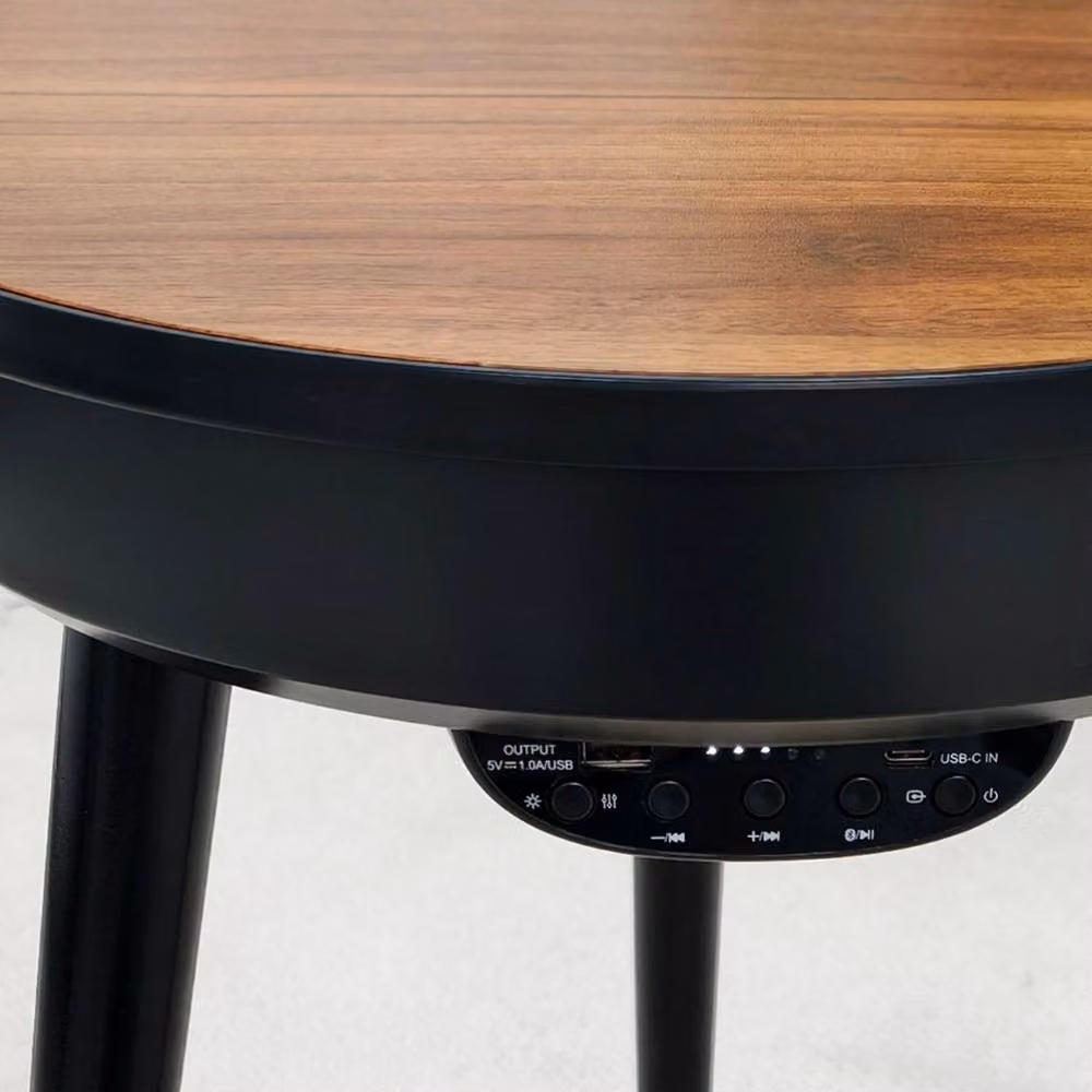 Kelvenix Round Side Table in Walnut and Black – 3