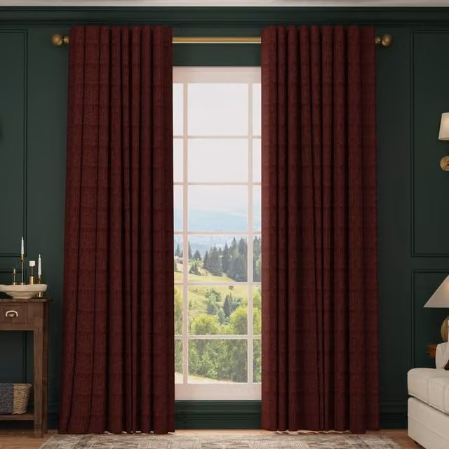 HOUSE Llewelyn-Bowen Made To Measure Blackout Chenille Fabric Panel Curtains in Red