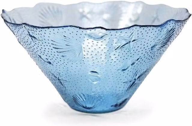 Verano Spanish Ceramics Beyond The Sea Blue and Clear Glass Conical Salad Bowl, Diameter: 30 cm – 1