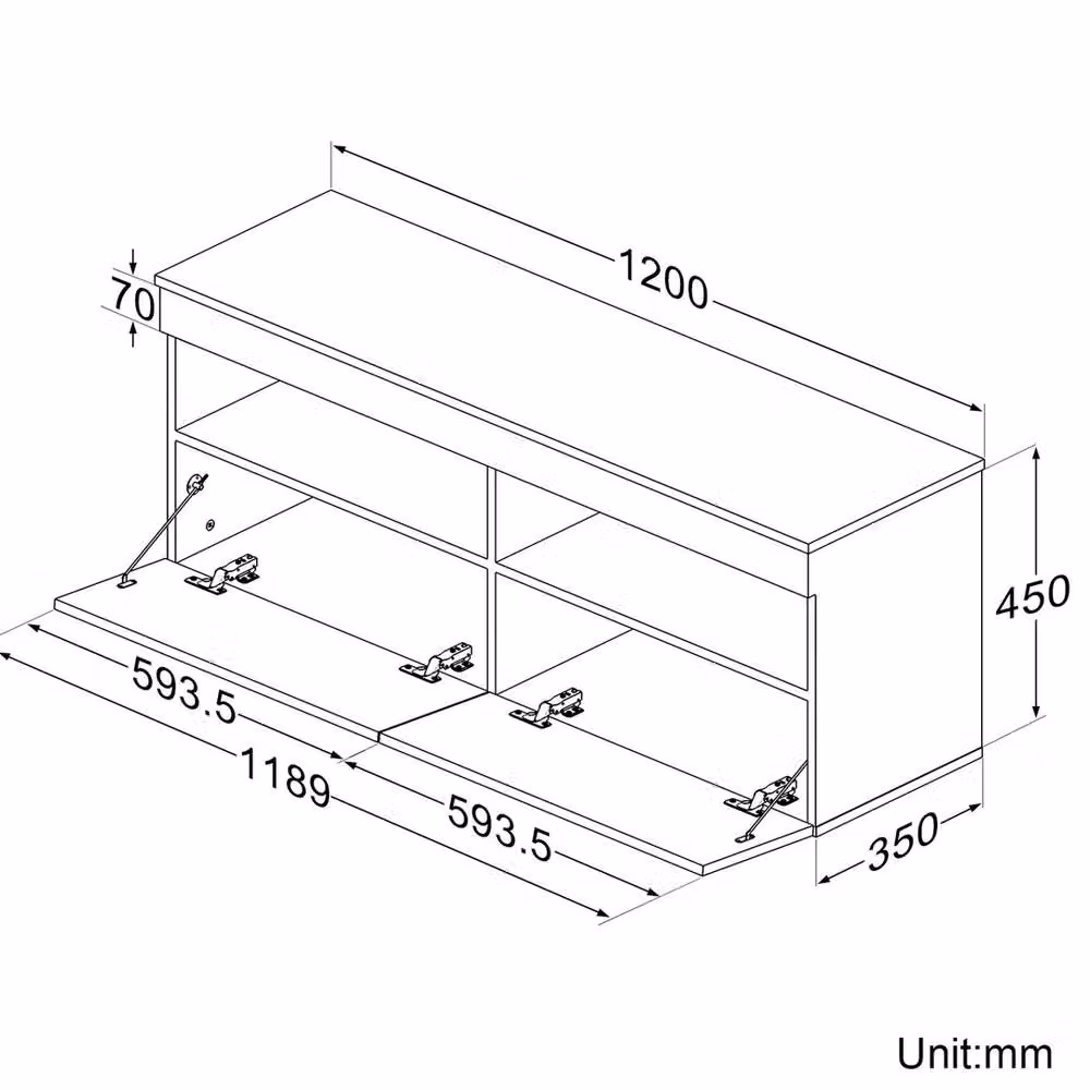 ERGOVEXA Modern White Glossy LED TV Stand Unit with 2 Doors and Integrated Lighting – 2