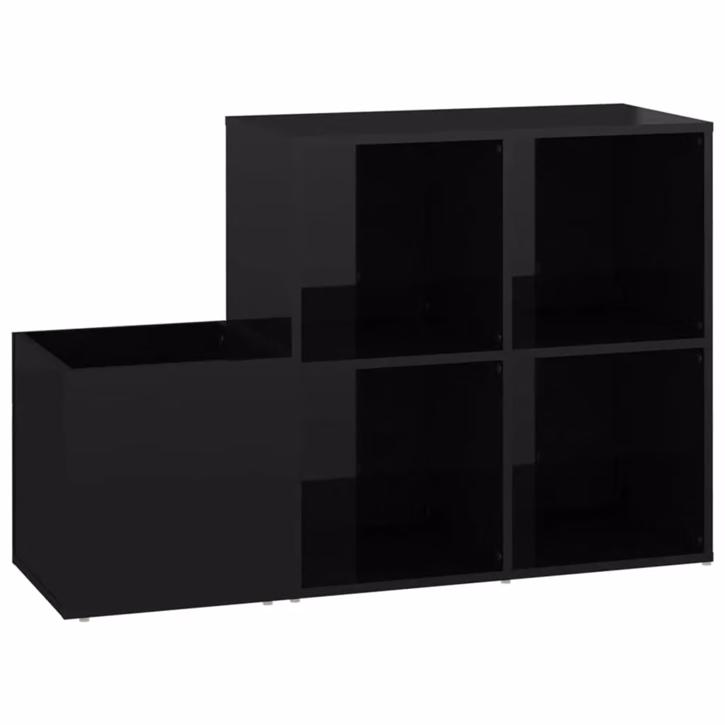 Berkfield Home Hall Shoe Cabinet in High Gloss Black, W: 105 cm, D: 35.5 cm, H: 70 cm – 2
