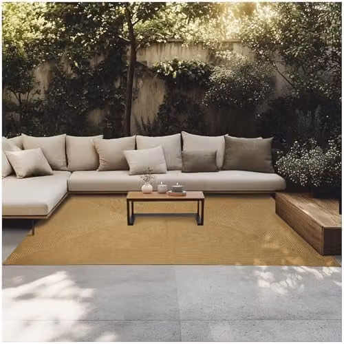 tectake Woven Jute-Look Boho Style Area Rug in Beige and Brown, Weather-Resistant and Allergy-Friendly, W: 160 cm, D: 230 cm – 1
