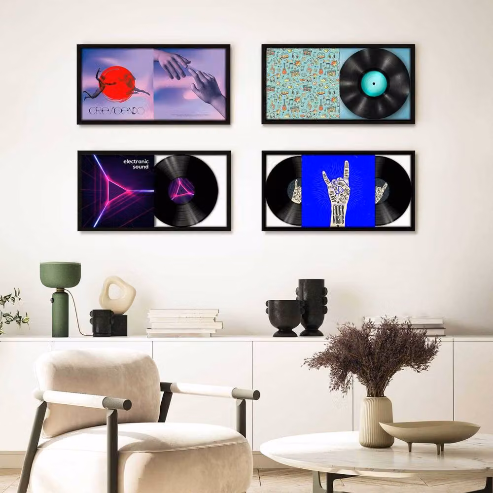 Nielsen Design Black Wood Double Vinyl Record Display Frame, W/D/H: 63.3 x 31.4 x 2.5 cm – 9