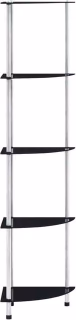 Berkfield Home 5-Tier Durable Black Metal and Tempered Glass Shelf, W/D/H: 30 x 30 x 130 cm