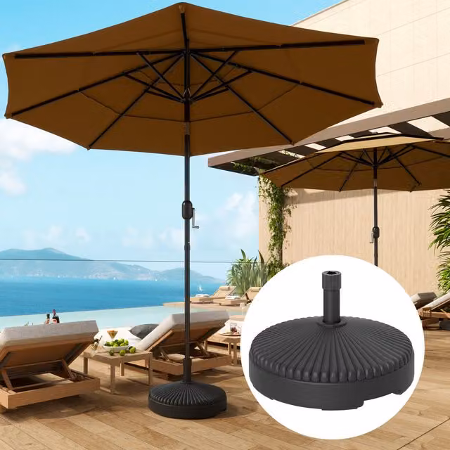 Outsunny Black Freestanding Garden Parasol Base, Sand Filled (28kg) or Water Filled (23kg)