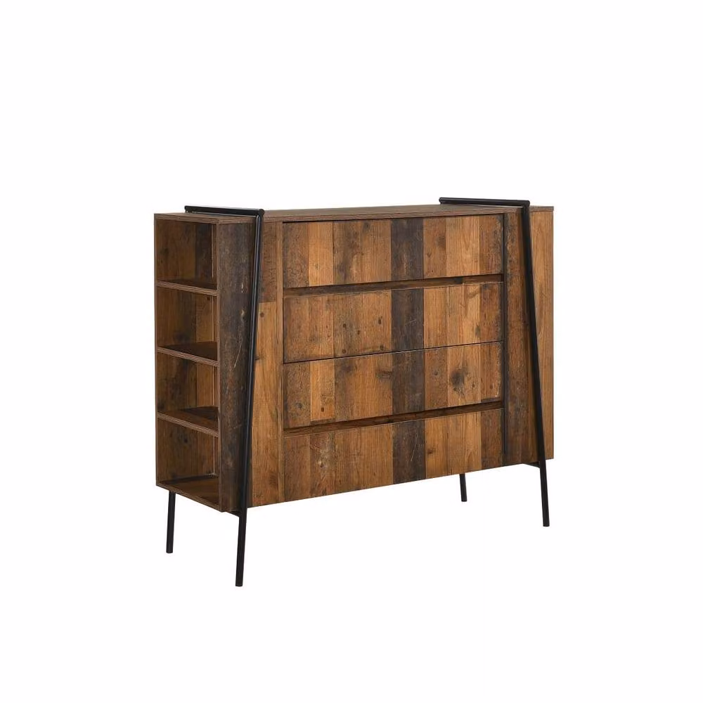 Timber Art Design Abbey Rustic 4 Drawer Chest in Brown Industrial Wood and Metal Storage – 2