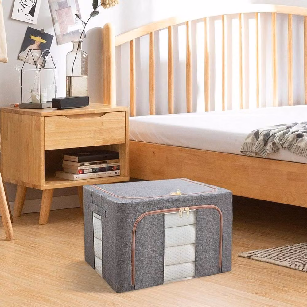 SPETLEK 3-Piece Set of Large Foldable Fabric Storage Boxes in Dark Grey – 2