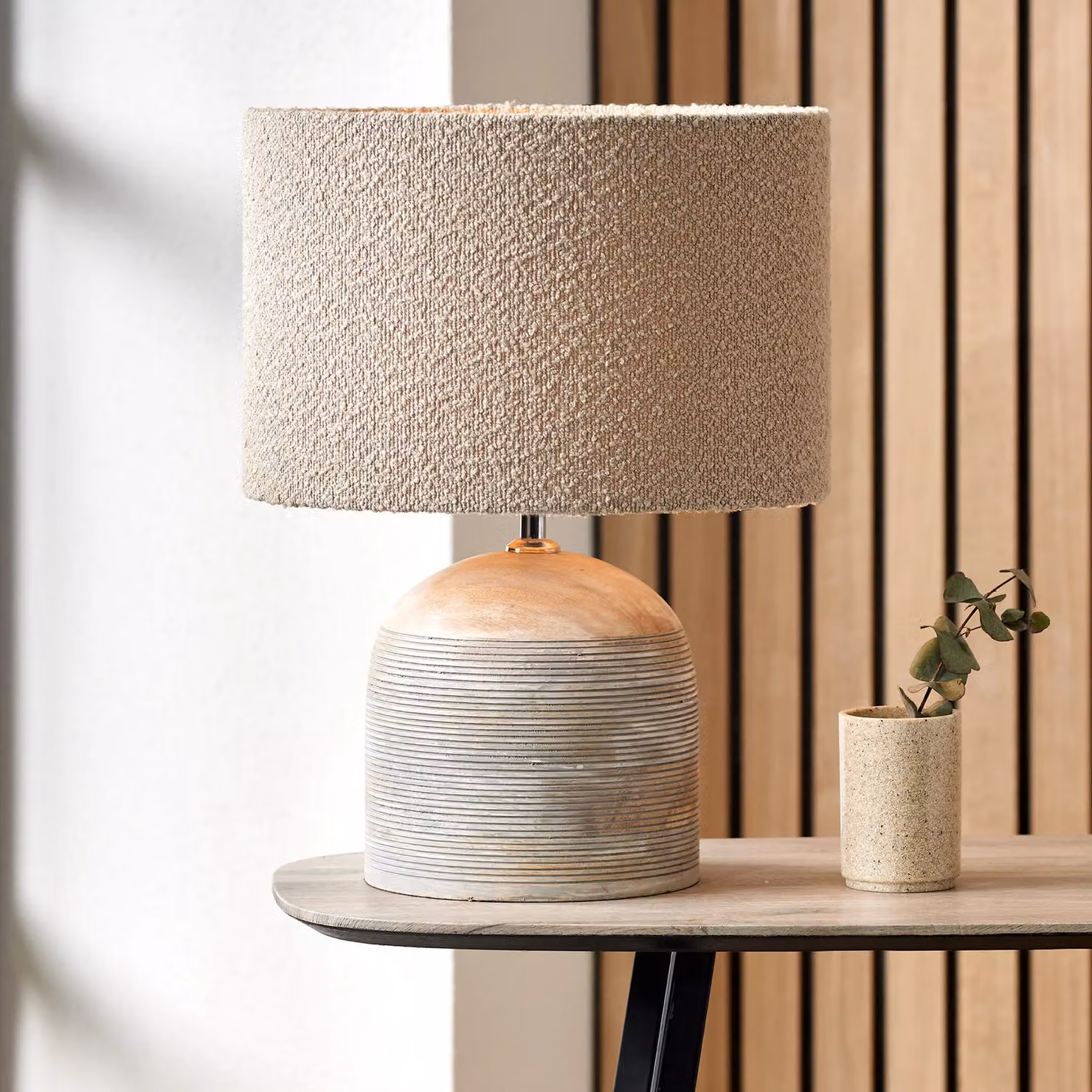 Ruma Beige Boucle Cylinder Lamp Shade for Table Lamps, Diameter: 35.56 cm – 2