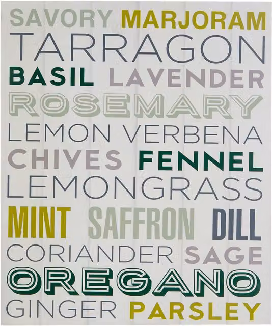 Maison by Premier Madera Herbs Design Wall Plaque in White and Green