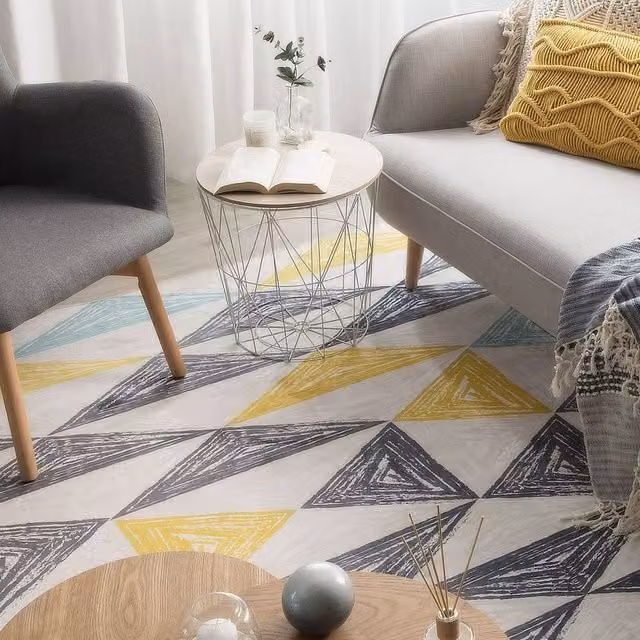 Wyld and Coco Grey and Yellow Geometric Scandinavian Area Rug, W: 160 cm, L: 230 cm