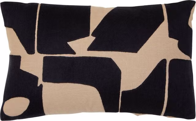 Orsina Bosie Ozella Rectangular Cotton Cushion in Black and Beige