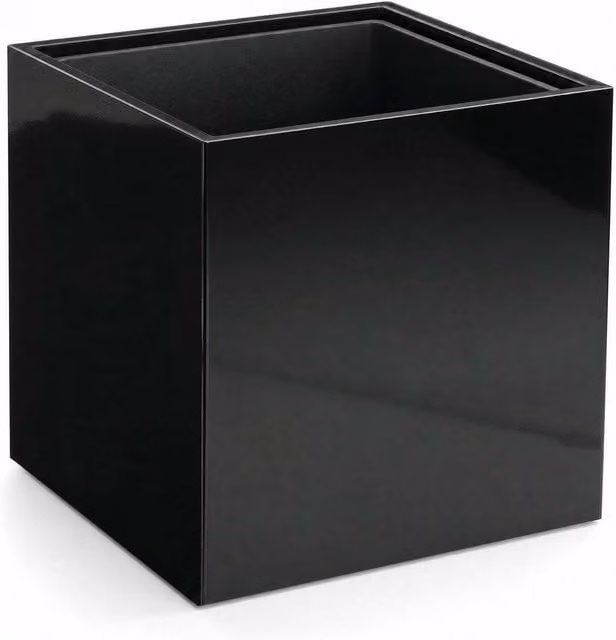 Glossy Black Zinc Galvanised Steel Cube Planter with Liner W/D/H: 60 x 60 x 60 cm
