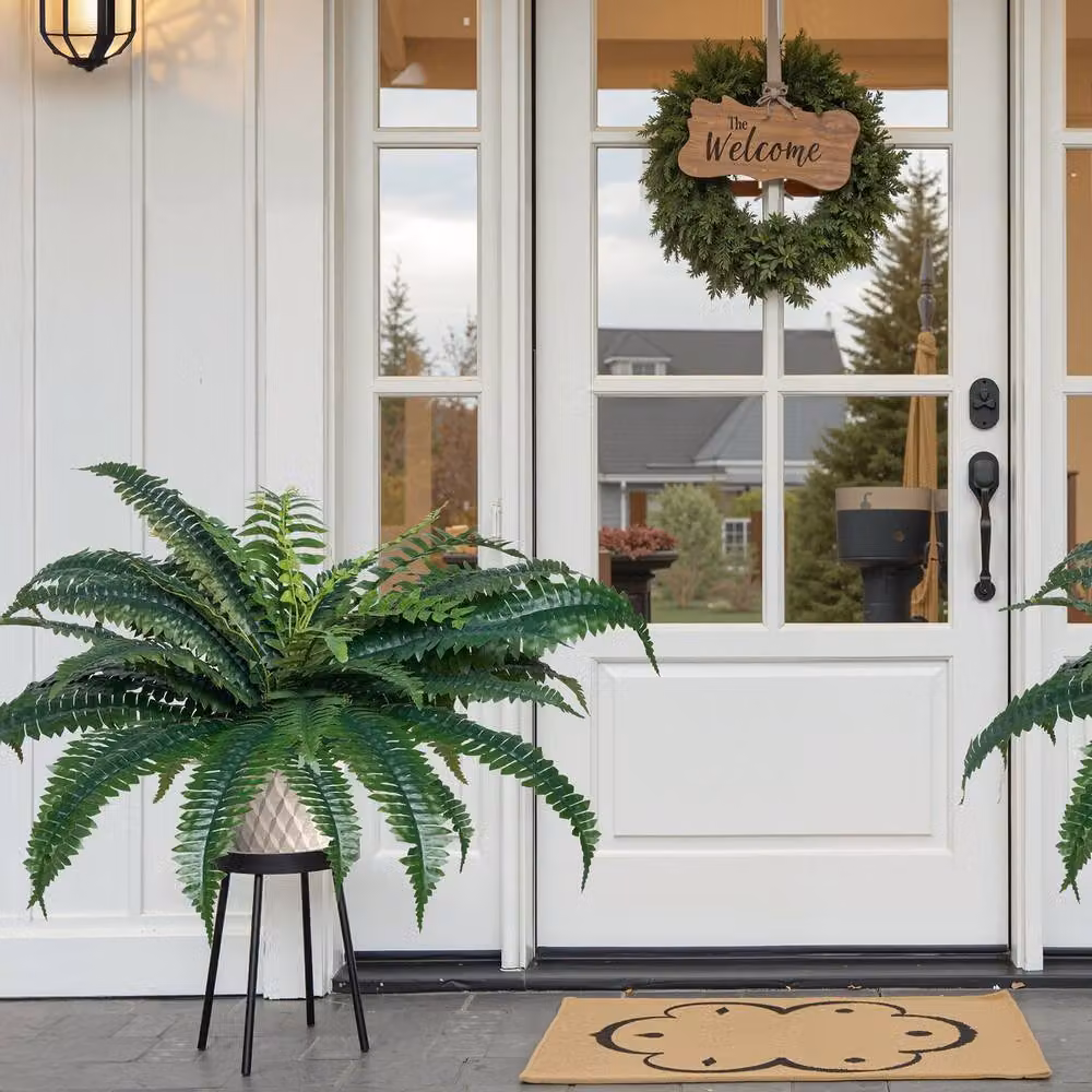 VEVOR Large Artificial Hanging Ferns in Green, 2 Pack – 6