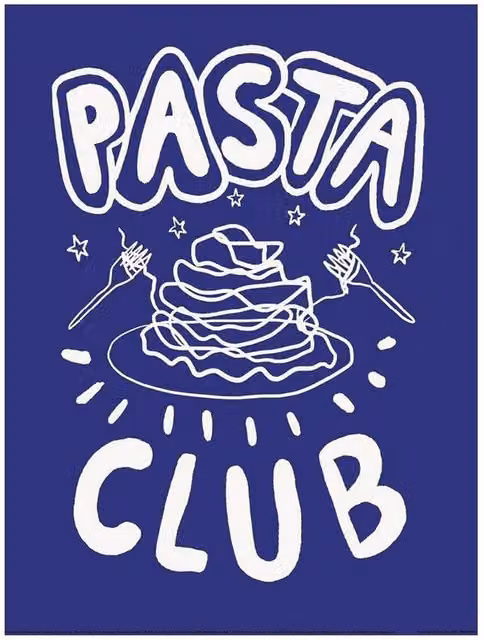 Studio Dolci Pasta Club Typography Paper Poster in Blue – 1